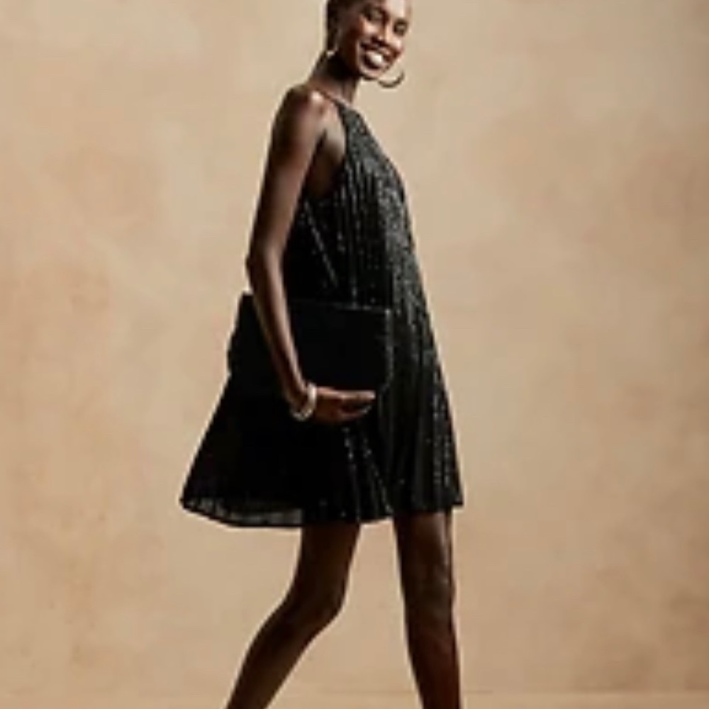 Banana Republic Tall Pleated Sequin Mini Dress